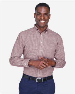 D640 - Men's Crown Collection® Gingham Check Woven Dress Shirt - Devon & Jones
