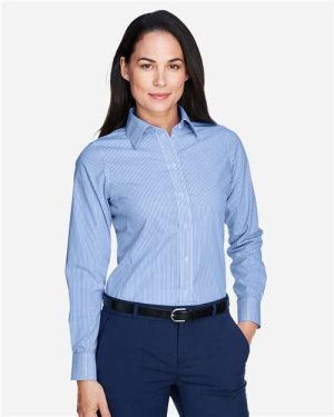 D645W - Women's Crown Collection® Banker Stripe Woven Dress Shirt - Devon & Jones
