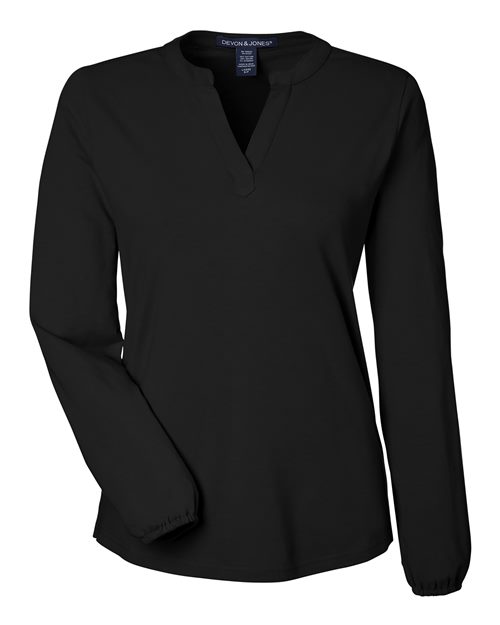 DP122W - Women's Raleigh Half-Placket Knit Top - Devon & Jones - Image 4