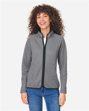 CE72W - Women's Venture Heathered Stripe Full-Zip Jacket - CORE365