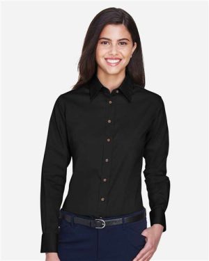 M500W - Women's Easy Blend Long Sleeve Twill Dress Shirt with Stain-Release - Harriton