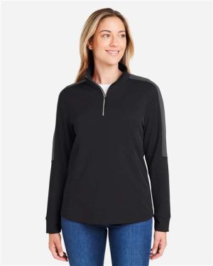 CE404W - Women's Market Snag Protect Mesh Colorblock Quarter-Zip Pullover - CORE365