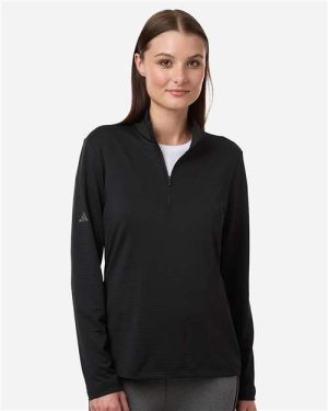 A709 - Women's Textured Stripe Quarter-Zip Pullover - Adidas