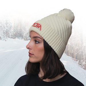 1E133L - Acrylic /Polyester Satin Women's Pom Pom Cuff Toque - AJM