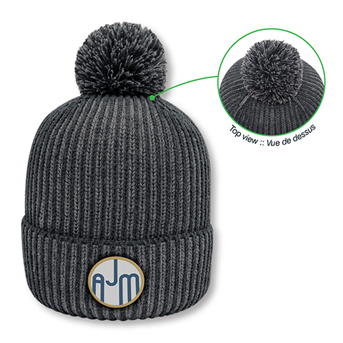 9H267M - Acrylic Pom Pom Cuff Toque with Flat Seams - AJM - Image 2