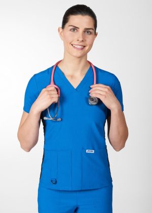 T8020 -The Rose V- neck flex side panels Scrub Top - MOBB