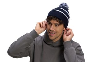 H08080 - Hat Trick - Striped Knit Cuff Toque with Pom-Pom - CSW
